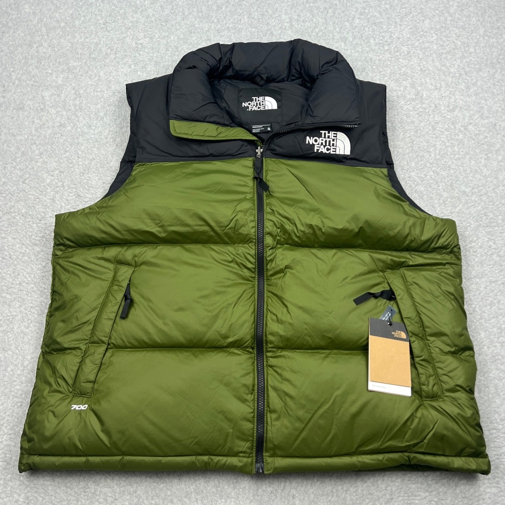 NEW North Face 1996 Retro Nuptse Vest Mens XL Woodland Green 700-Fill Down Zip